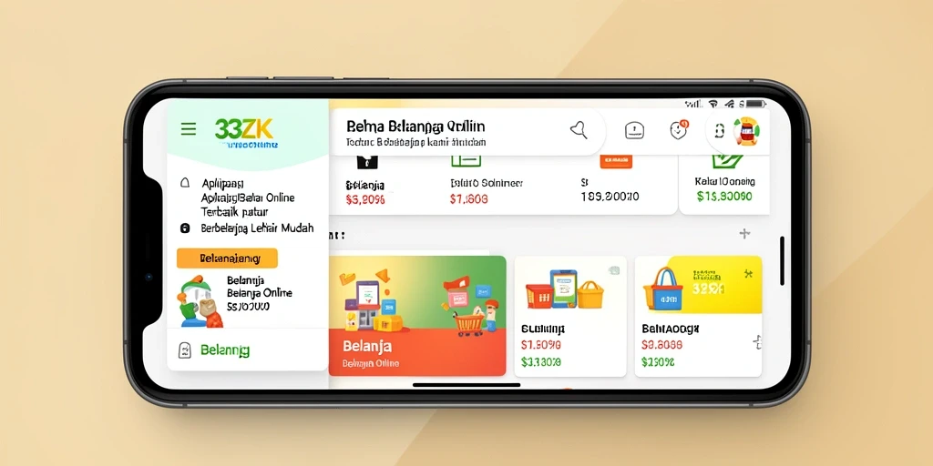 Tampilan antarmuka aplikasi Belanja Online 33ZK yang menarik.