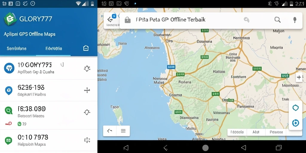 Tampilan antarmuka GLORY777 yang ramah pengguna untuk navigasi GPS offline.