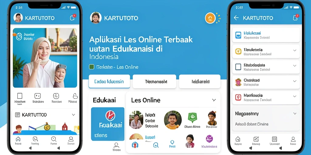 Antarmuka aplikasi KARTUTOTO untuk Les Online yang interaktif.