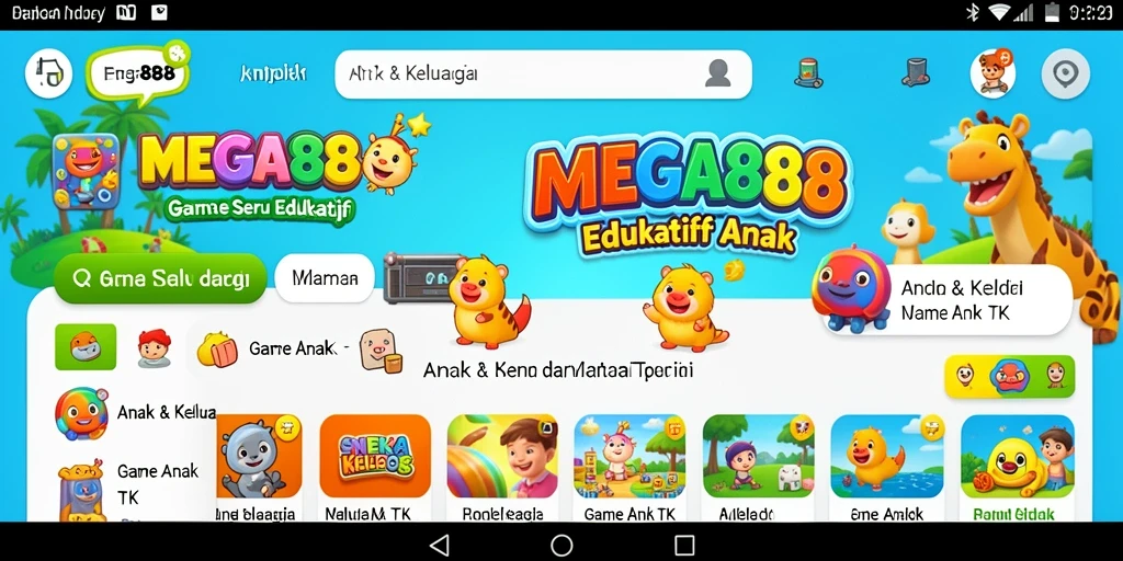Antarmuka menarik dan berwarna dari aplikasi Game Anak TK.