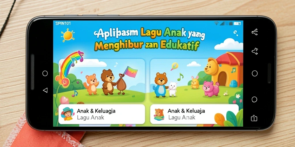 Antarmuka SPIN101 dengan berbagai lagu anak yang menarik.