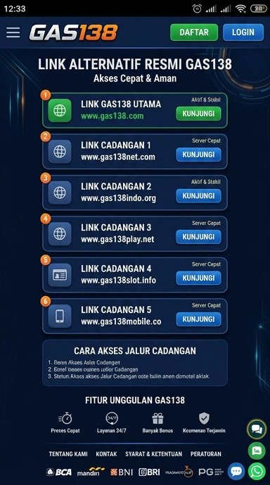 Tampilan link alternatif gas138