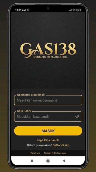 Tampilan halaman login gas138
